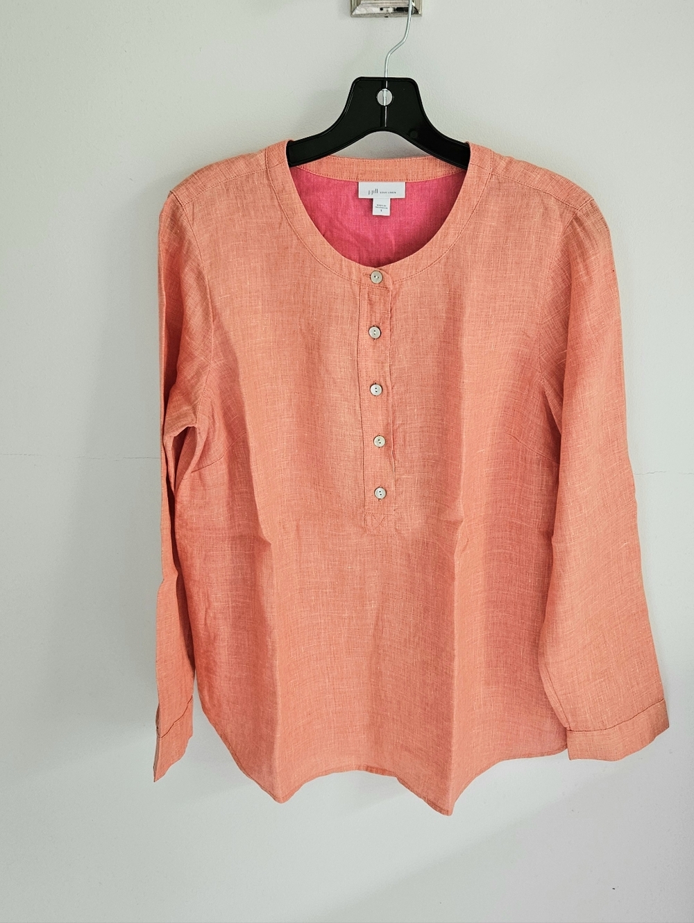J. Jill Love Linen Orange Linen Camp Shirt Pullover